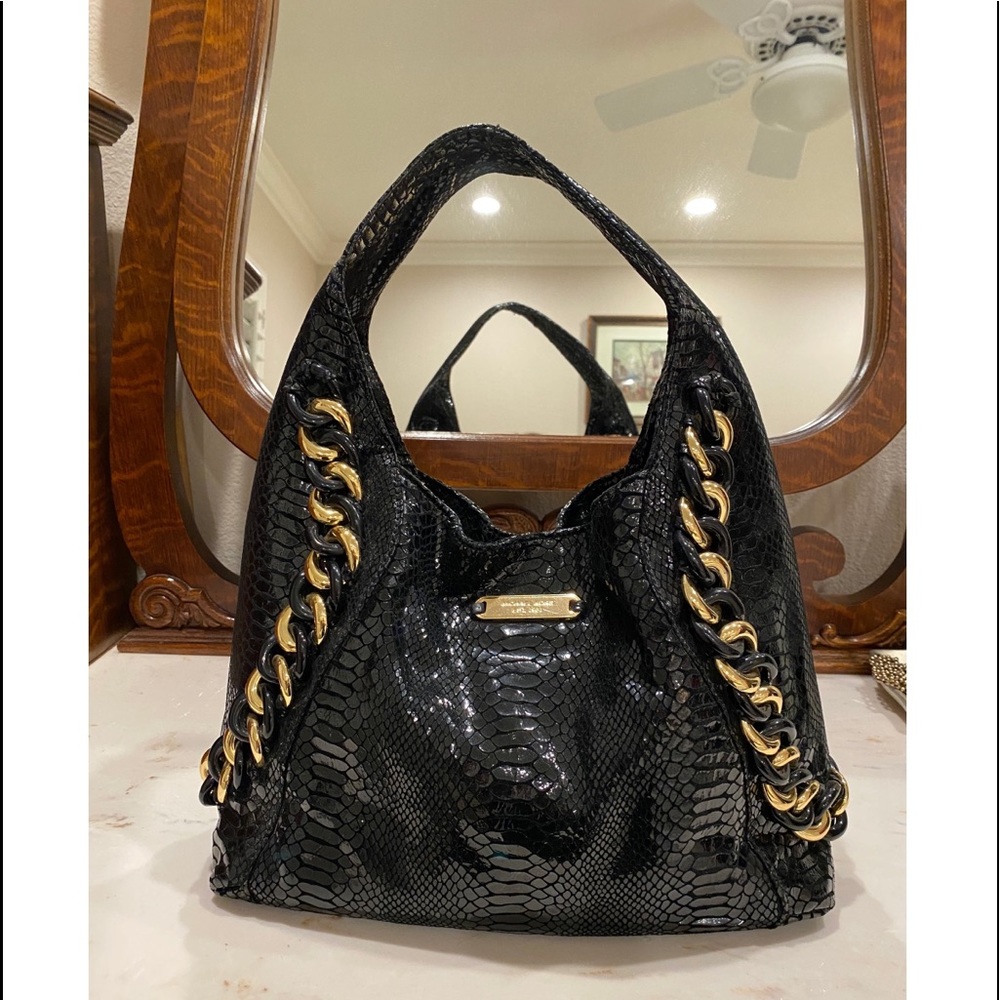 Michael Kors Black Shiny Hobo Bag